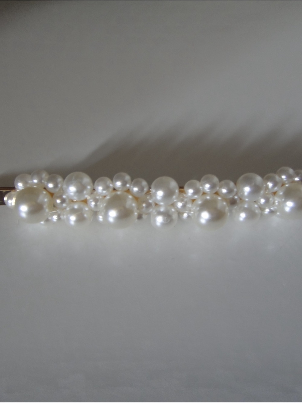 Pearl Cluster Hair Barrette in White on Gold